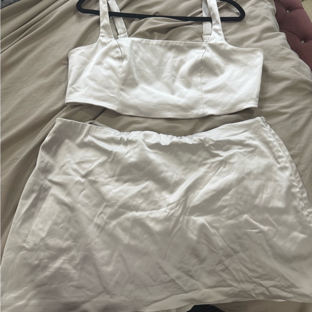 Abercrombie & Fitch Cream Satin Two-Piece Set